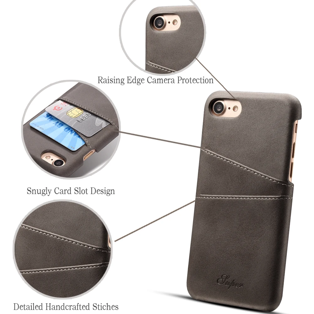 ZYSTERT Case for iPhone 6 Plus iPhone 6ケースカバーレザー高級財布カードホルダーiPhone 7 6 6s Plus Funda用ソフトバックCapa