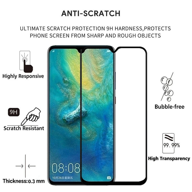 2 шт.,, полное покрытие, закаленное стекло для huawei mate 20, 9 H, защита экрана, защитная пленка, чехол для HMA L29, L09, стекло