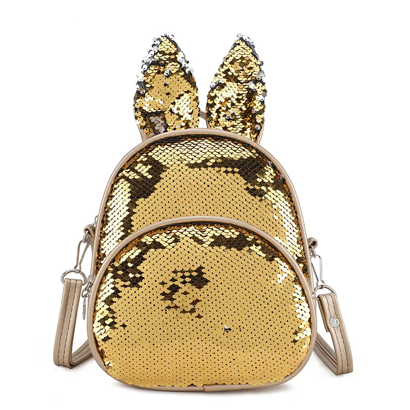 Детский рюкзак с милым котом, маленький рюкзак с блестками для девочек, студенческий детский сад, сумка плюшевый рюкзак, подарок на 5-7 лет - Цвет: Золотой