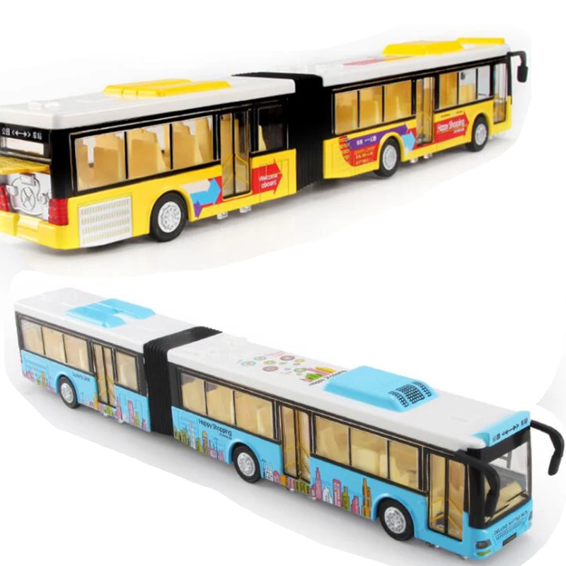 Best Seller  36CM 1:50 Scale Diecast Train Bus Model Vehicle Model Double Two-Sections Extended Pull Back F Coll