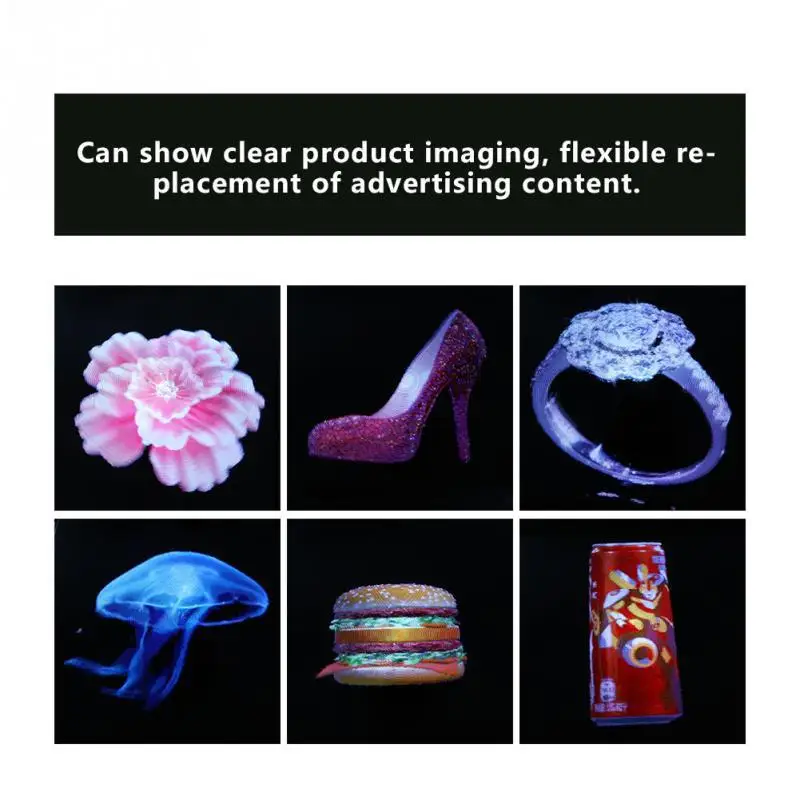 Projetor de Publicidade Holográfico Branco 3d 42cm 2 Led 3 Luzes de publicidade