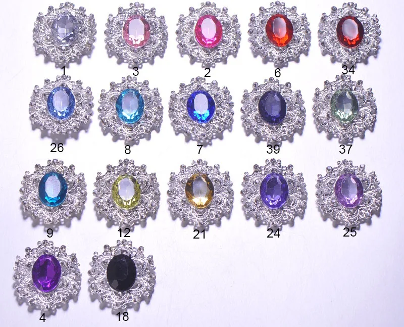 

(S0466)5pcs/lot, 30mmx34mm metal rhinestone embellishment,flat back,silver or light gold plating,acrylic beads in middle