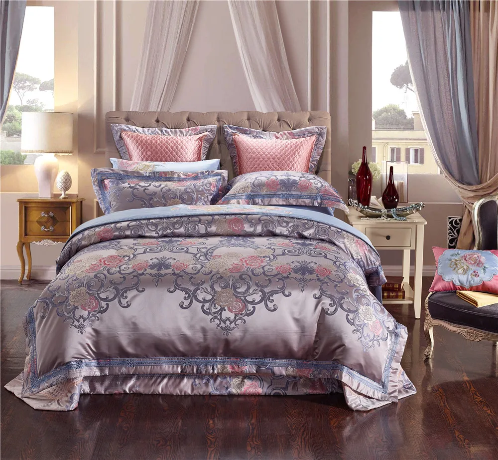 Luxury Noble Royal Bedding sets King Queen Size 4/6/10Pc Silk Jacquard