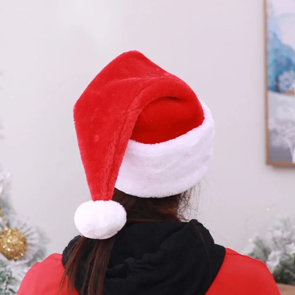 Short Plush Christmas Santa Hat 