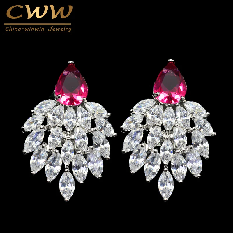 

High Quality Designer Ladies Ear Jewelry Marquise Cluster Swiss Cubic Zirconia Stone Earrings For Christmas Gift CZ295