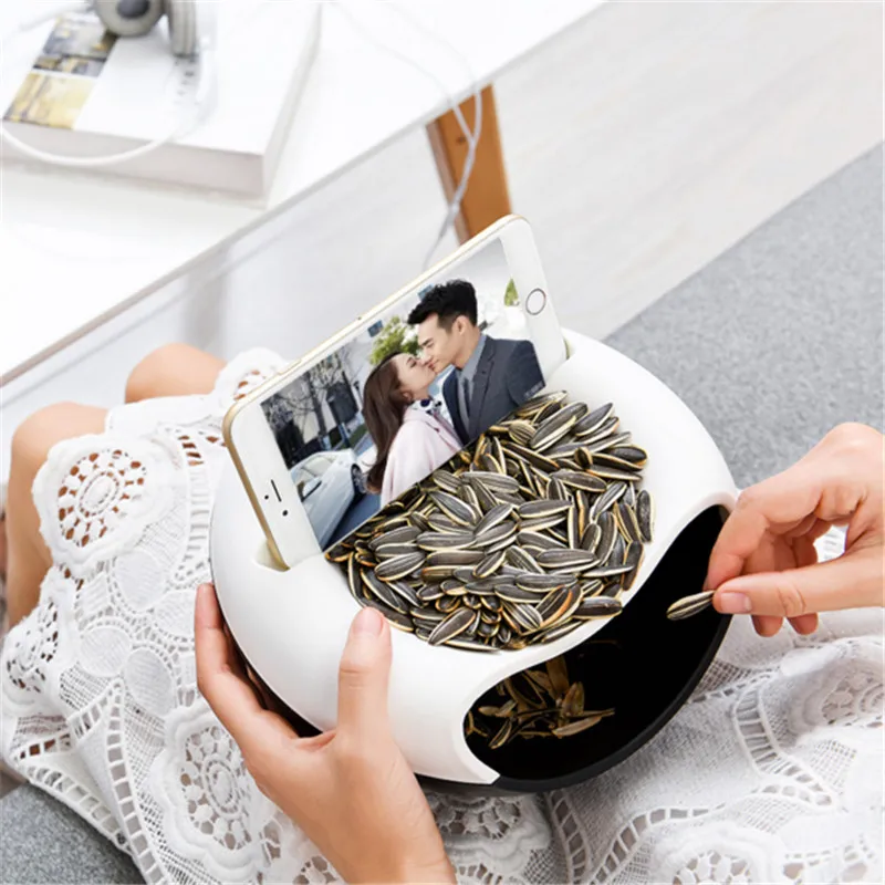 

1 pcs Home Use Multifunctional Plastic Double Layer Snacks Fruit Food Storage Box Garbage Holder Plate Dish Organizer Put iPhone