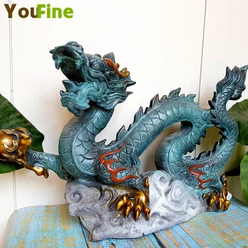 

Bronze Chinese Dragon Sculpture Auspicious Animals Decorative Desktop Decoration Antique Collection Art Decoration