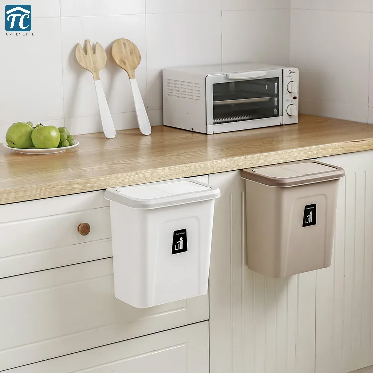 Kitchen Trash Can Cabinet Door Hanging Garbage Bin Rubbish Container Storage Box Bathroom Cosmetic Organize Hanger Cupboard