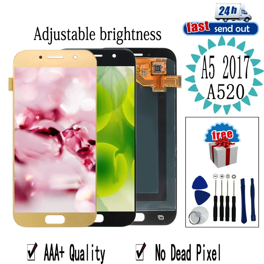 5 2 &quotAMOLED A520 ЖК дисплей для SAMSUNG GALAXY A5 2017 A520F SM сенсорный экран протестированный