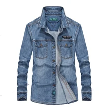 Бренд AFS JEEP джинсовая рубашка мужская с длинным рукавом Осенние повседневные рубашки camiseta masculina Мужская одежда ретро джинсы мужские рубашки