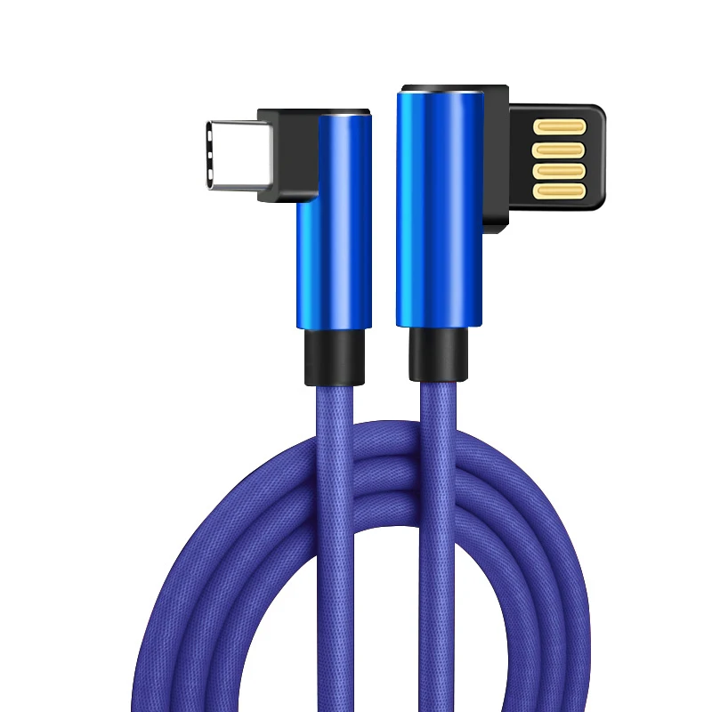 Usb кабель для быстрой зарядки usb C типа C 3,1 A Usb type C 90 градусов L type-c кабель для передачи данных Usb-c для samsung Xiaomi huawei - Цвет: Синий