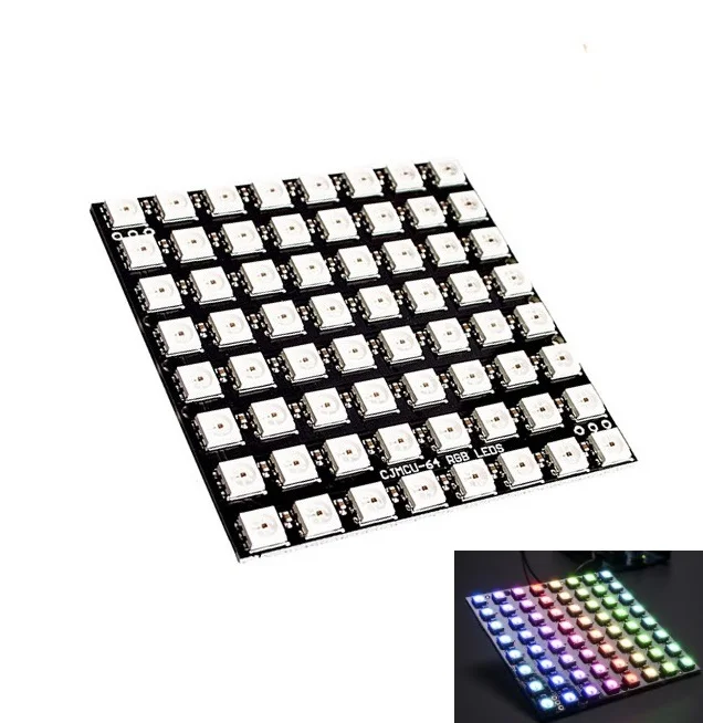 1 шт. WS2812 8x8 64 СВЕТОДИОДНЫЙ матричный светодиодный 5050 RGB полный Цвет драйвер черная доска для Arduino