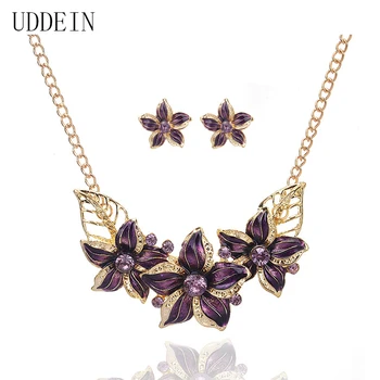 

UDDEIN Fashion Leaves Flower Necklace For Women Bridal Wedding Jewelry Sets Statement Choker Necklace & Pendant Vintage Collar