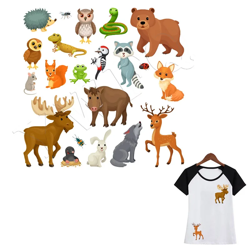 Набор патчей для одежды сделай сам с мультяшными животными утюжок на нашивках