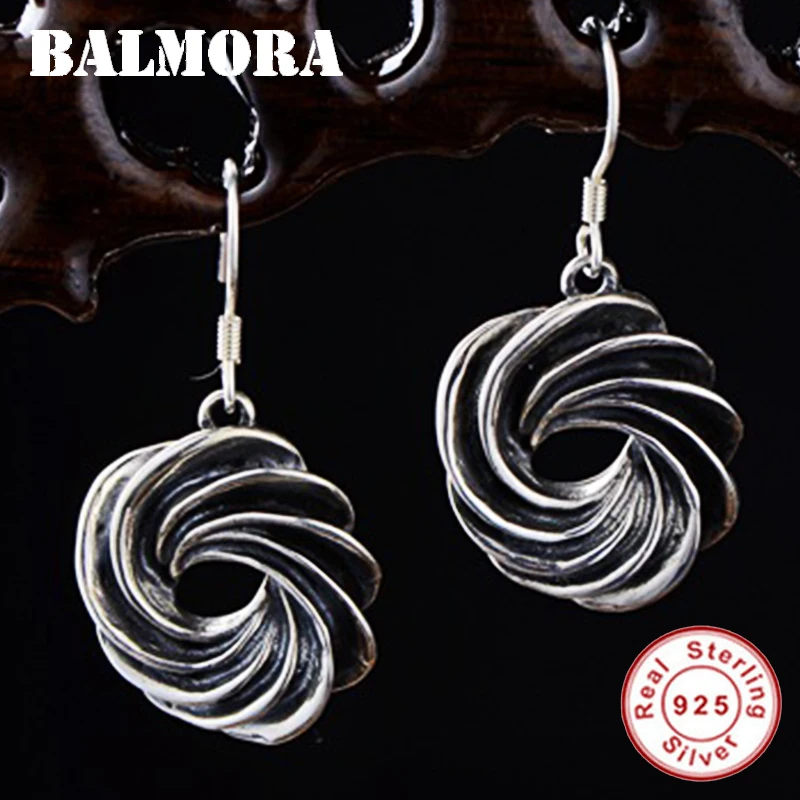 

BALMORA 925 Sterling Silver Spiral 3D Sun Flower Dangle Earrings for Women Mother Gift Vintage Fashion Jewelry Brincos JWE059894