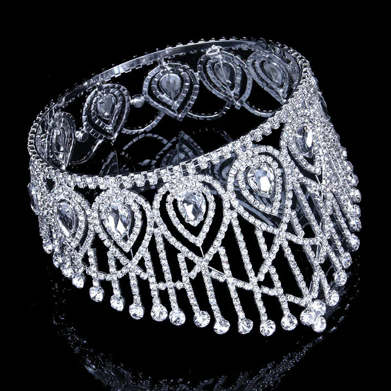 Круглые короны StoneFans винтажная со стразами кристаллами King Queen Miss usa Корона невесты
