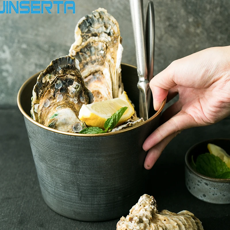 

JINSERTA Metal Storage Bucket Basket Creative Vintage Iron Multi-Use Home Decor for Sundries Fruits Trash Can Flower Vase