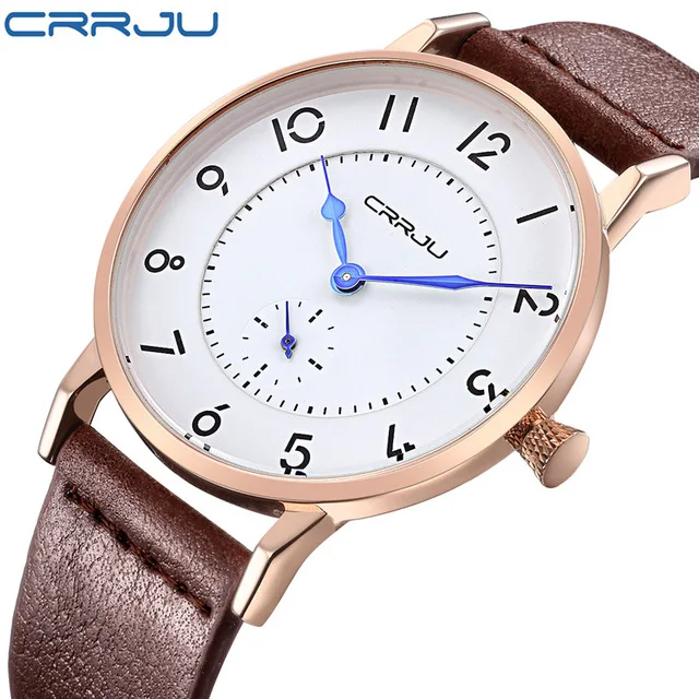

CRRJU Original Watch Men Top Brand Luxury Casual Leather Clock Men Business Watches Relogio Masculino Horloges Mannen Erkek Saat