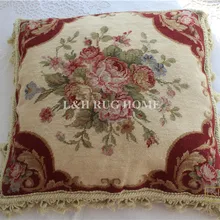 15 K 1" X 16" ручная работа шерстяная игольная Подушка Ручная работа узелковая Подушка с цветочным дизайном без вставок
