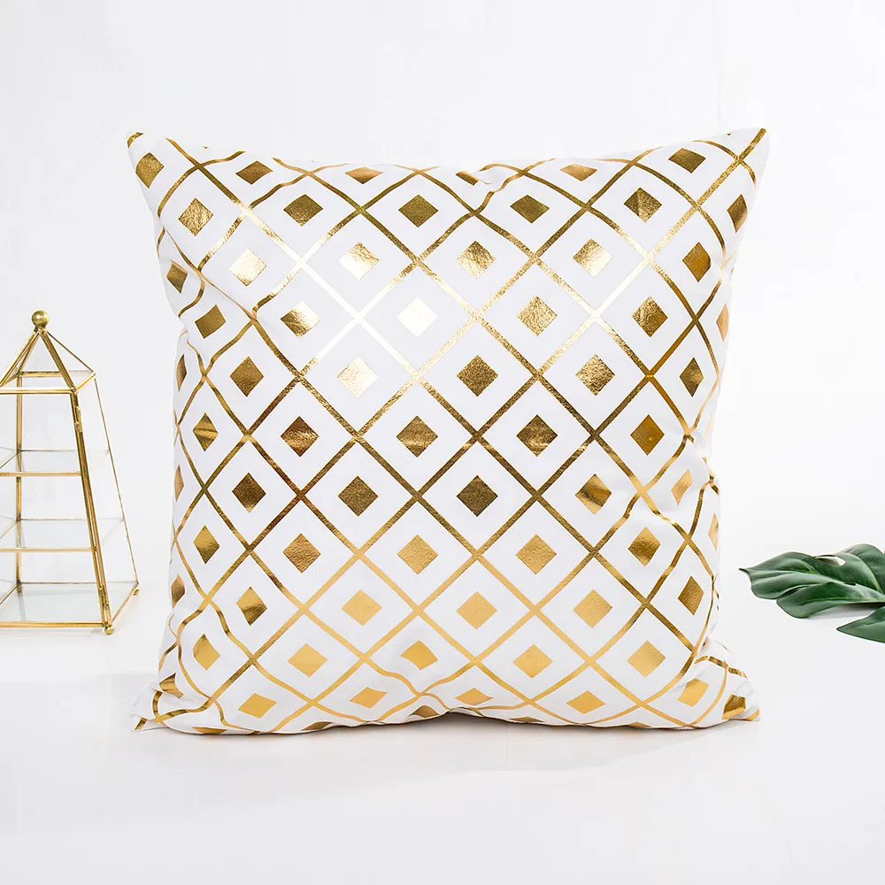 Золотая подушка из фольги, полиэстеровый чехол для дивана, поясная квадратная наволочка для подушки, домашний декор, простой геометрический нетканый чехол для подушки - Цвет: B