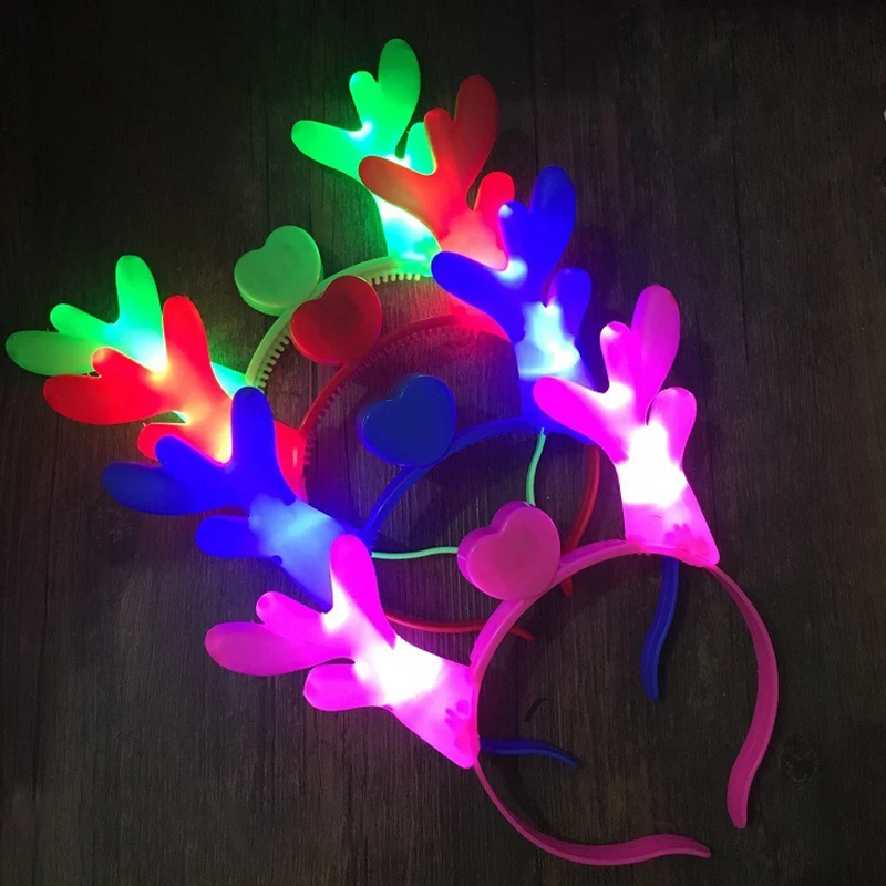 4Pcs/Set LED Luminous Antlers Headwear Hair Band Toys Halloween Glow In The Dark Light Up Toys for Children Sticks Luminous