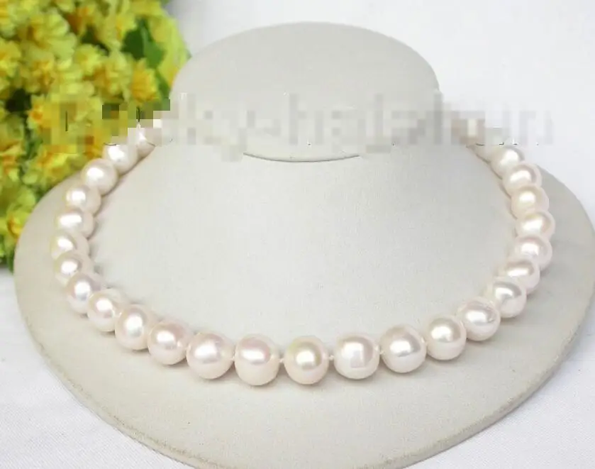 

Hot sale new Style >>>>>18" 13mm luster white freshwater pearls necklace 925 silver clasp j8322