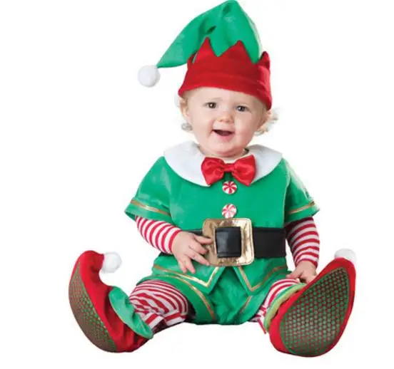 Детская одежда на Рождество, костюмы Санта Клауса с оленем, детские комбинезоны, Плюшевый комбинезон для новорожденных, детские комбинезоны, вечерние комбинезоны для первого дня рождения для мальчиков - Цвет: green