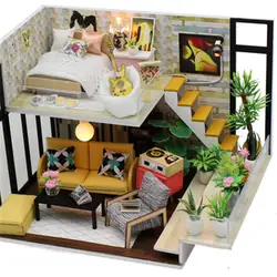 Собрать DIY игрушечный деревянный дом деревянный Синтия праздник миниатюрный кукольный домик игрушки с мебелью светодиодный огни ребенок