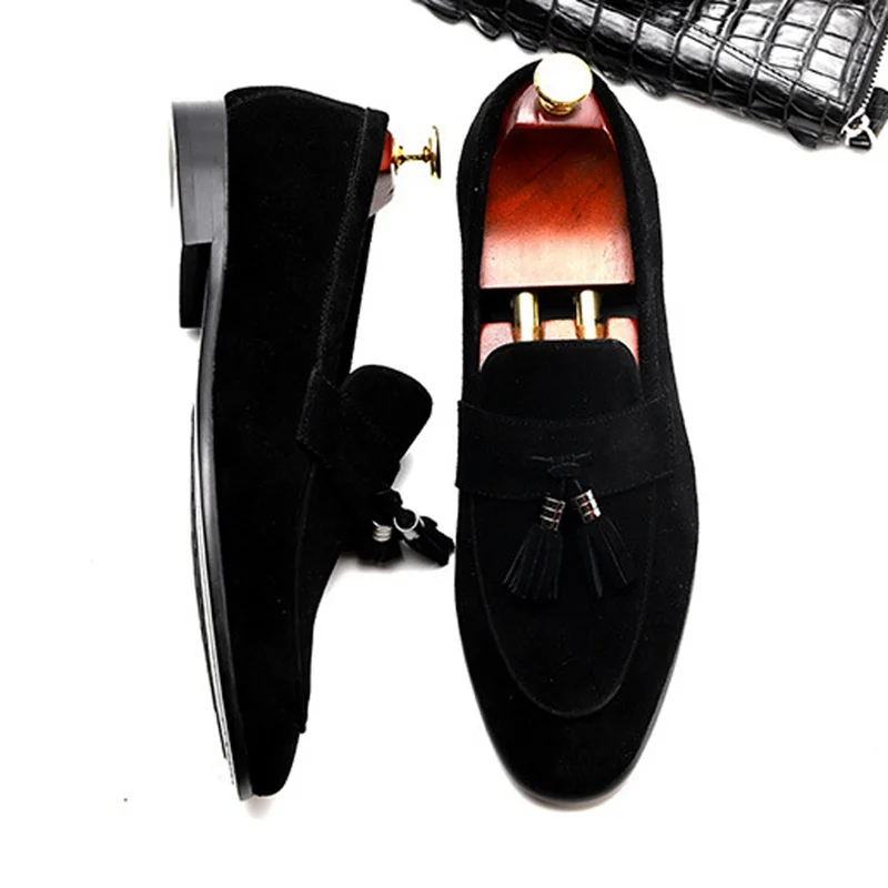 Camurça Mocassins Borlas Homens Js169 azul Confortáveis Apartamentos Escritório De Homem Vaca marrom Negócios Dos Casuais Grife Nova Artesanal Sapatos Preto Couro Chegada awZxYqf
