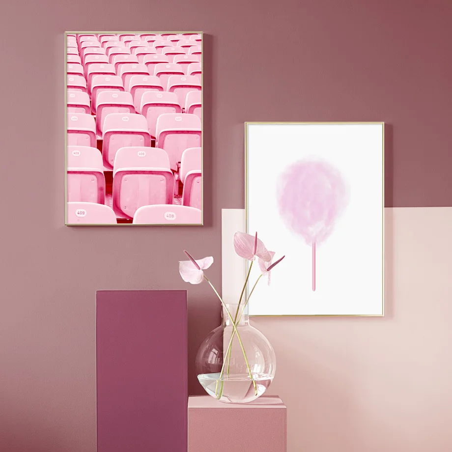 Girls Room Decor Picture Pink Cotton Candy Playground Posters Nordic Style Kids Decor Wall Art Canvas Painting For Living Room
