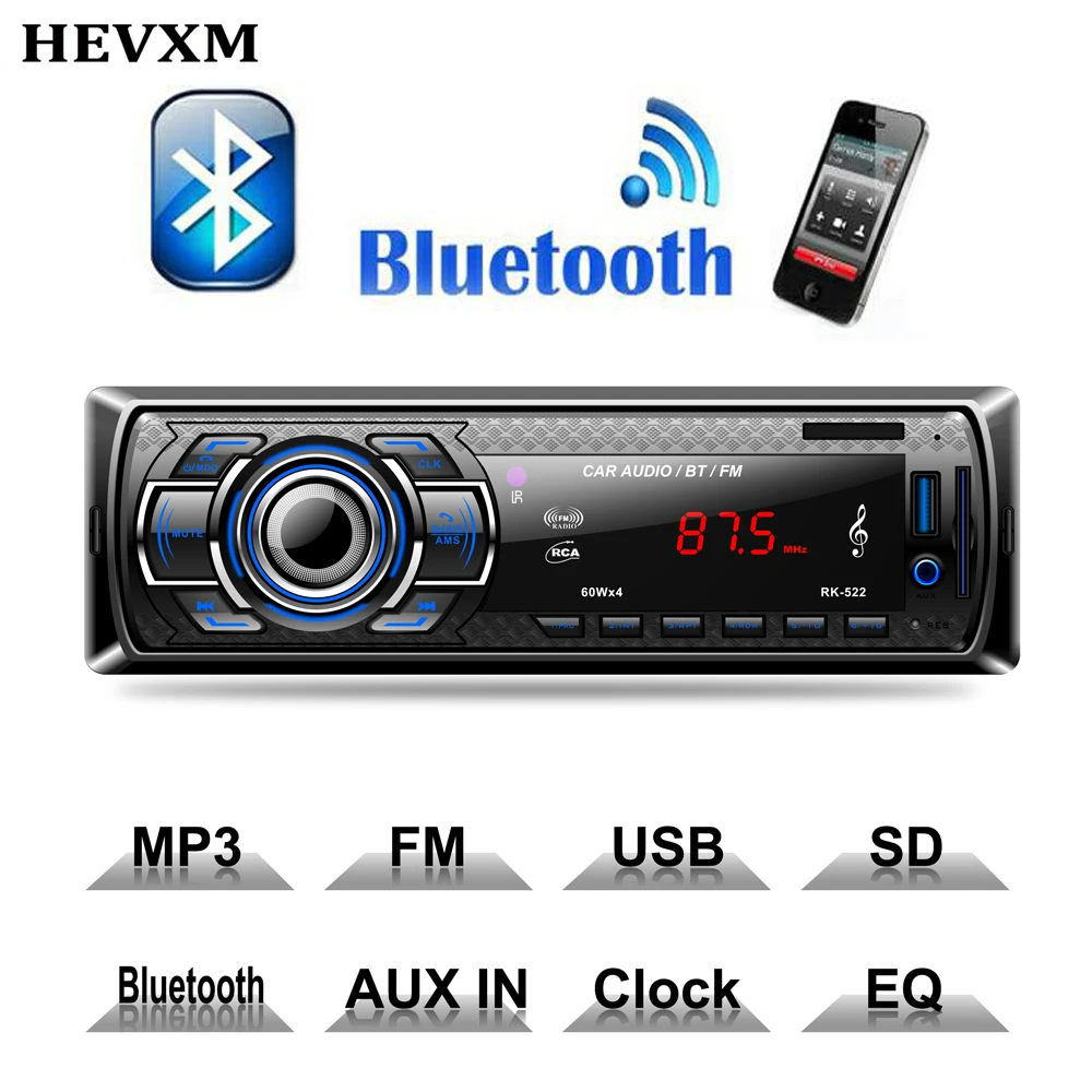 

HEVXM Car Radio Remote Control 1 DIN Autoradio Bluetooth Function MP3 Audio Player Support FM AUX-IN Receiver SD USB MP3