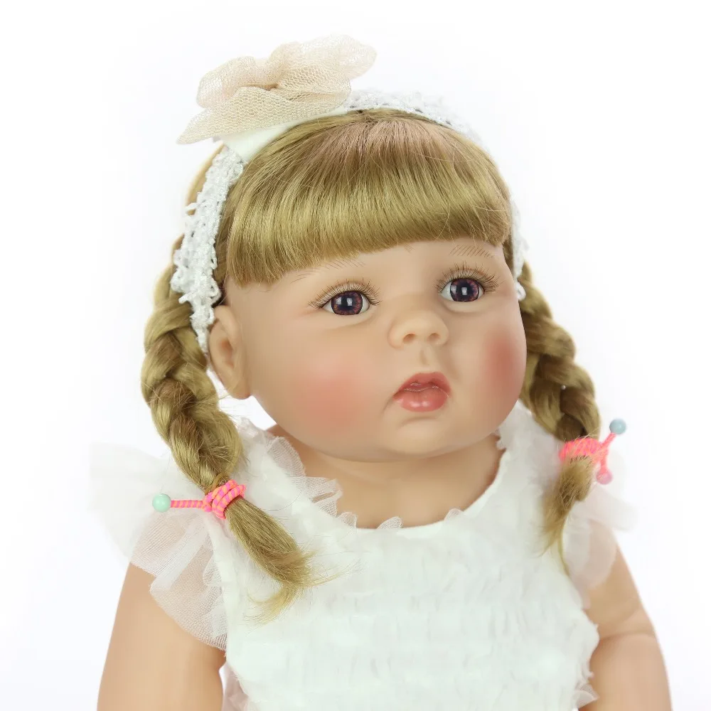 Дизайн 23 дюймов силиконовые всего тела Reborn Baby Doll модные реалистичные принцессы для девочек Кукла Детская подарок на день рождения Сделай Сам DIY бигуди для волос