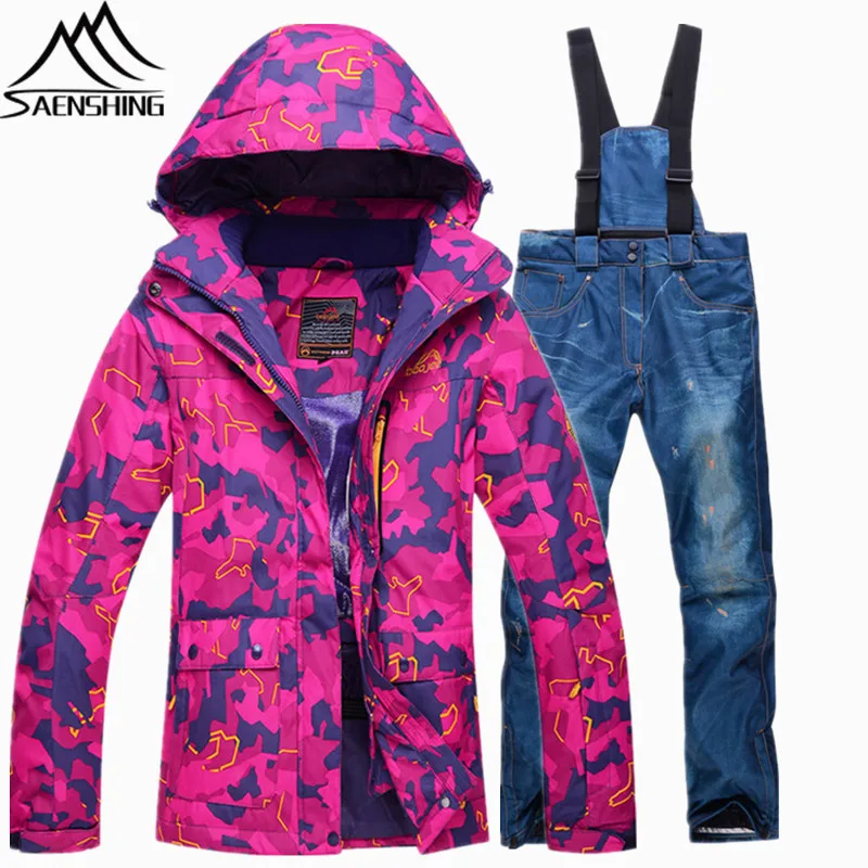 Saenshing New Ski Suit Female Winter Waterproof Warm Snowboarding Suits