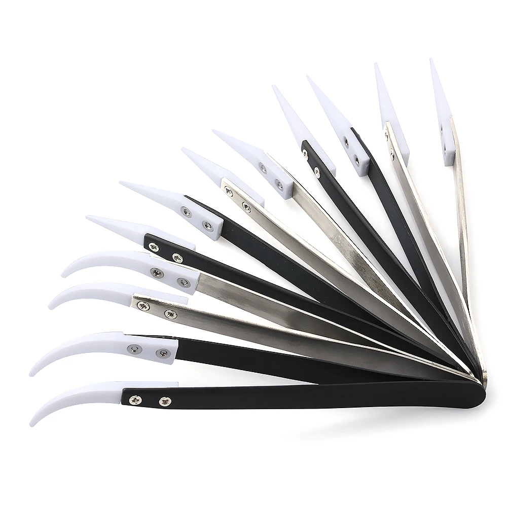 

1PC Non-Conductive Stainless Steel Ceramic Tweezers Heat Resistant Non Conductive Ceramic Pointed Tip For DIY Artwork Tools