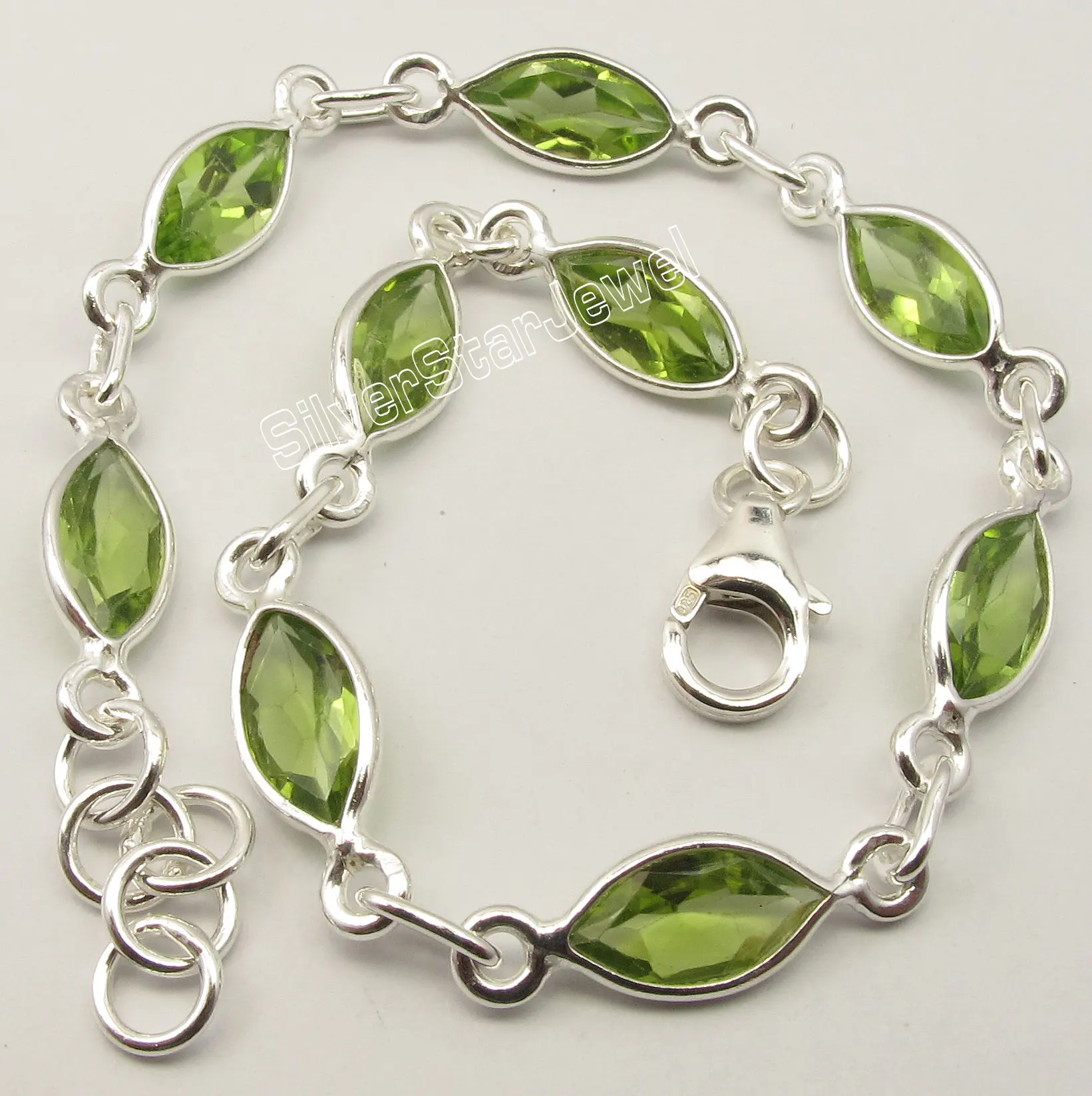 

Chanti International Pure Silver Dazzling GREEN PERIDOT ECONOMIC Bracelet 20.1 CM LADIES' JEWELRY