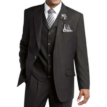 

Black Groom Tuxedos for Wedding Men Wear Classic Style Business Party 3 Piece Men Suits Set Jacket Pants Vest Latest Style