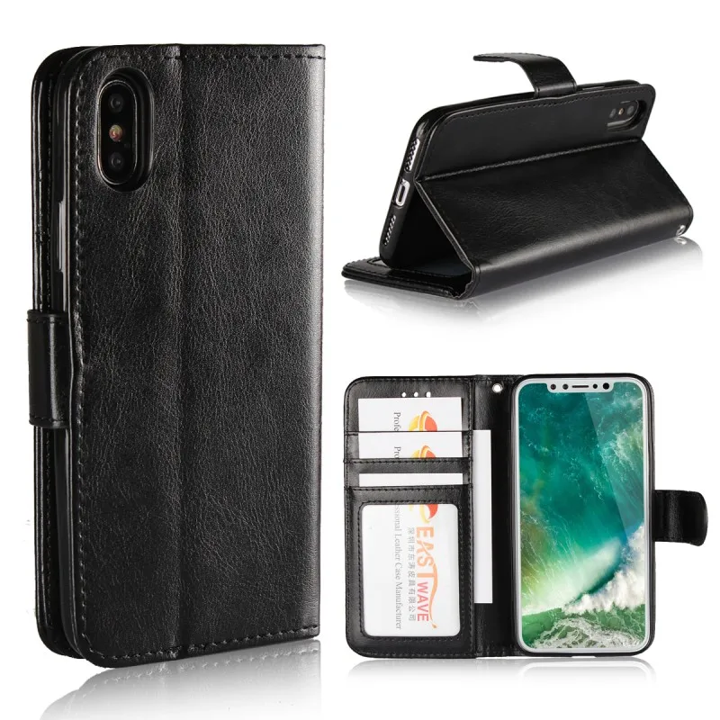 Leather Wallet Cover For Apple iPhone X 10 Ten iPhoneX Flip Cases Etui