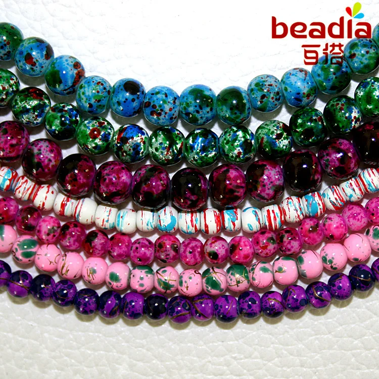 

Glass Painting 8MM 100pcs/lot Loose Beads Round Assorted Colorful Pick Loose Beads DIY Necklace Bracelet Making Free Shipping