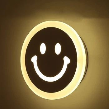 

Modern Smiling Cartoon Wall Lamp LED Acrylic Wall Light Fixture for Children Bedroom Living Room Stairs Lighting Kids Luminaria