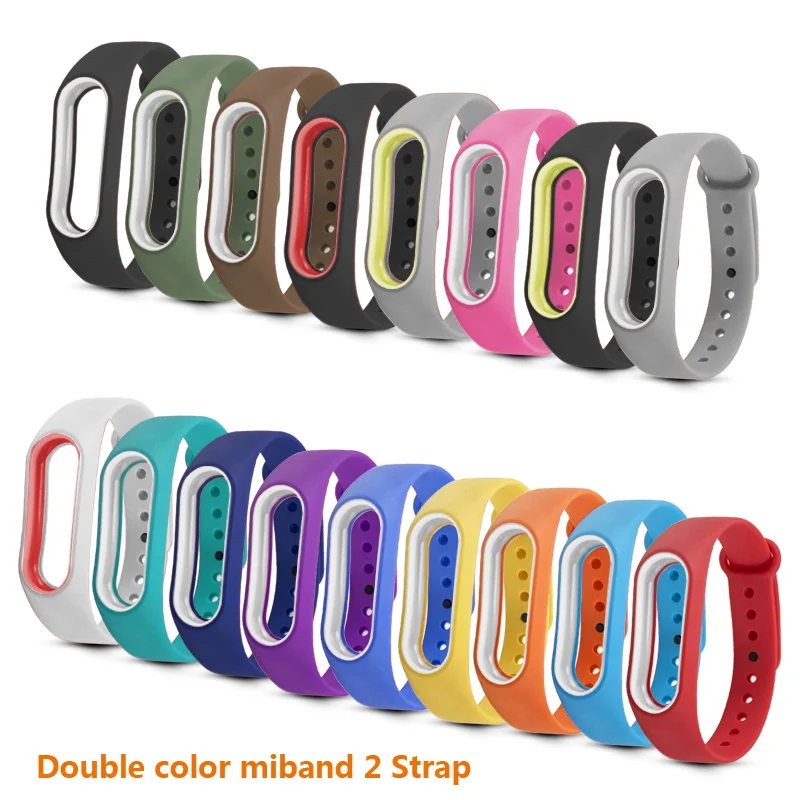 

Silicone Double Color Wrist Strap Bracelet Colorful Replacement Watchband For Original Miband 2 Xiaomi Mi band Smart Wristband