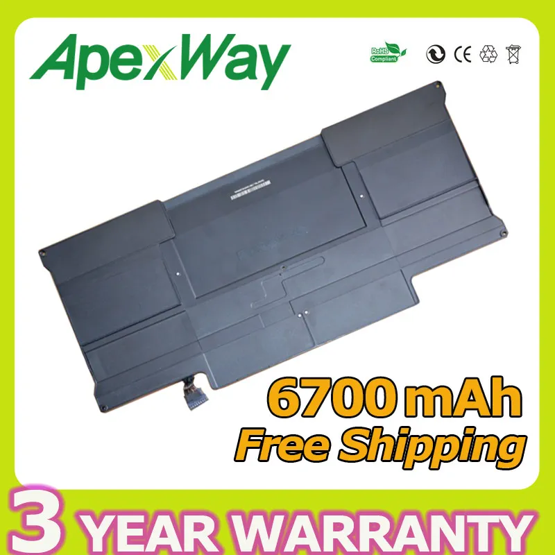 

Apexway New 6700mAh 7.3V Generic A1369 battery for APPLE A1405 (2011 production) for MacBook Air 13