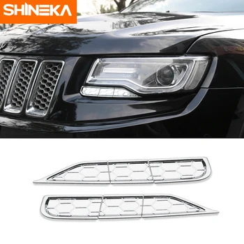 

SHINEKA Chromium Styling For Jeep Grand Cherokee 2014-2016 ABS Front Head Light Lamp Spray Cover Stickers For Grand Cherokee
