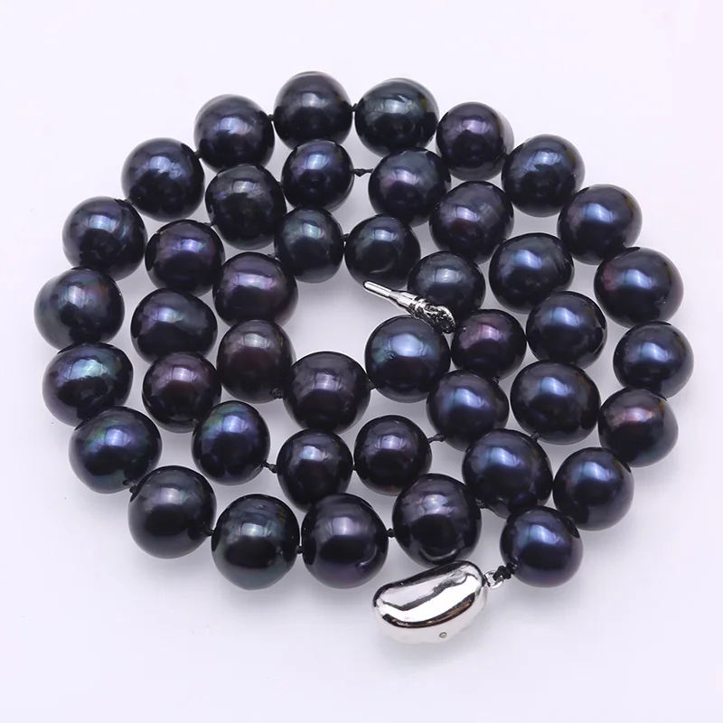 Ceny Prawdziwe zestaw pereł 10 11mm czarny i niebieski słodkowodne hodowlane perły naszyjnik bransoletka kolczyki biżuteria ustaw ślub biżuteria