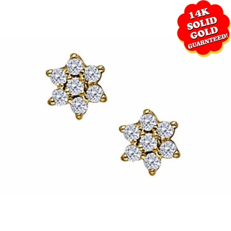 0.75 Ct Round Cut Cubic Zirconia Cluster Earrings In 14K Yellow Gold