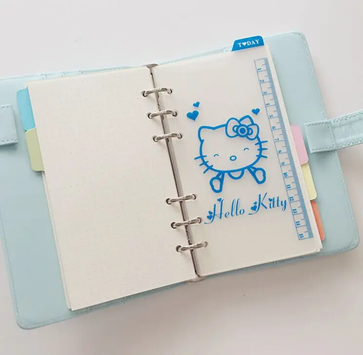 

Hello Kitty Ruler A5 A6 PP Matt Frosted Planner Agenda for 6 Holes Loose Leaf Spiral Notebook Organizer