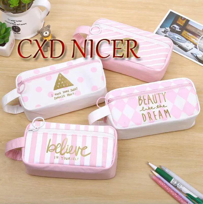 

Small Fresh Crystal Powder Pencil Bag Grid Portable Japan And South Korea Stationery Creative School Pencil Cases Dd993
