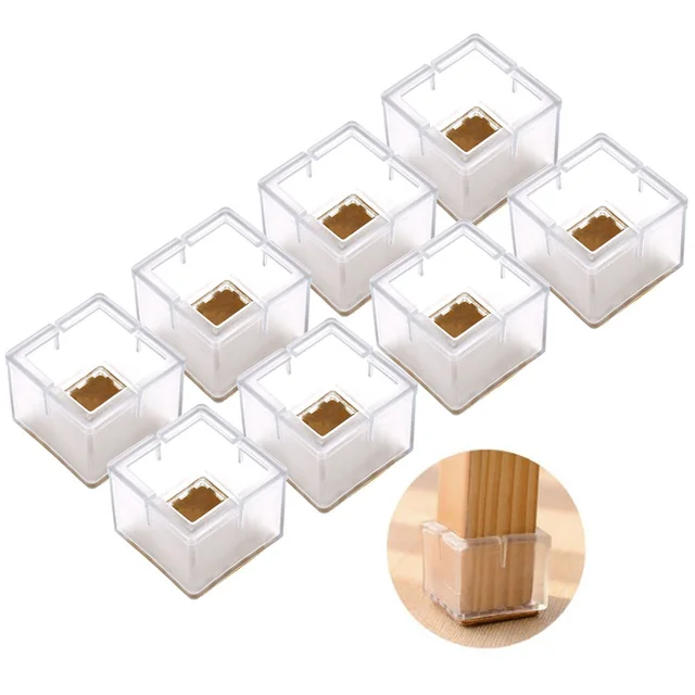 8pcs Square Silicone Leg Caps Sets Covers Socks Floor Protectors 8pcs Square Silicone Leg Caps Sets Covers Socks Floor Protectors Furniture Chair Table Feet Pads Non