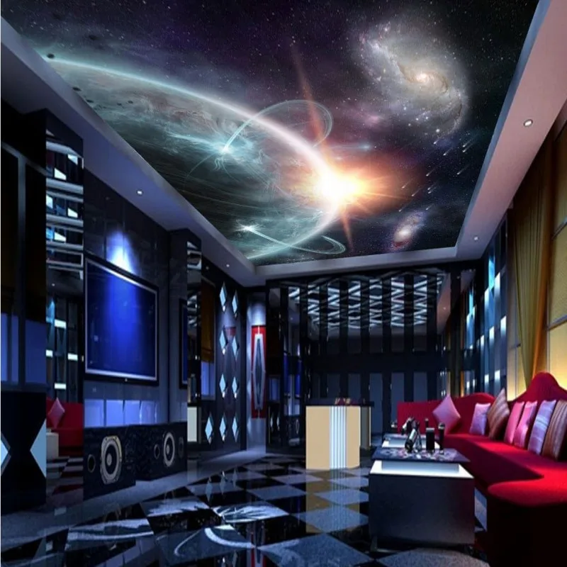 Us 1351 45 Di Scontocarta Da Parati Per Pareti 3 D Ad Alta Definizione Galaxy Cielo Stellato Ktv Bar Soffitto Sfondo Decorazione Carta Da Parati