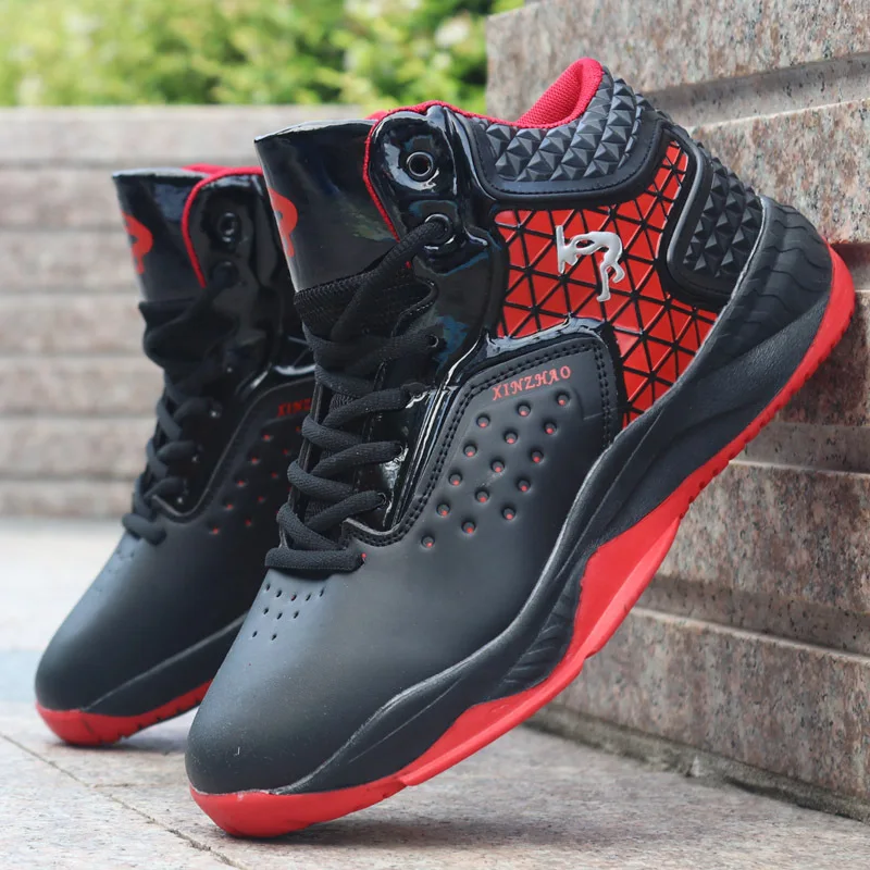 

New Men High-top Basketball Shoes Man Shock Absorption Casual Sneakers Men Anti-skid Breathable Outdoor Waterproof Leather Boots