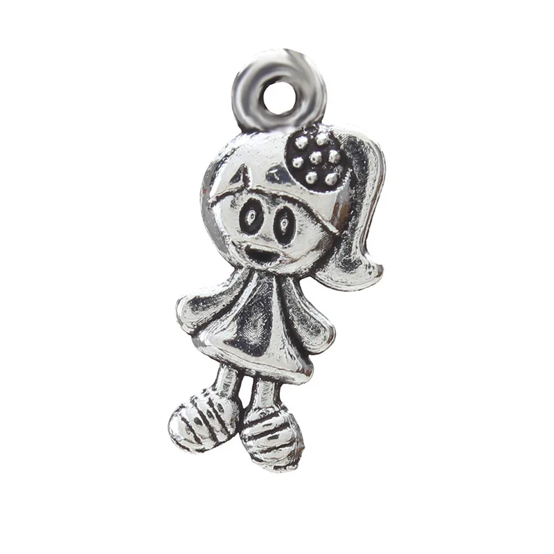 

50pcs/lot 15*17mm Charm Cartoon Girl DIY Necklace Pendant Bracelet Jewelry Accessories Pendant